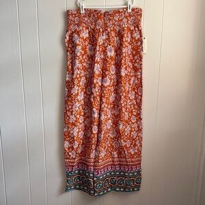 Anthropologie x Maeve The Saria smocked wide-leg pull-on pants Sz L
